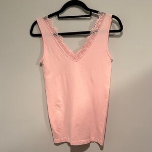 Charlie Paige Pink Lace Trim Tank Top